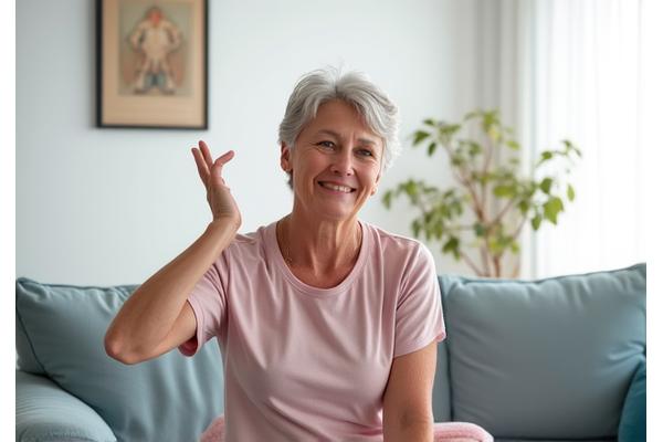 A person performing gentle, seated exercises for joint mobility, demonstrating comfort and ease.