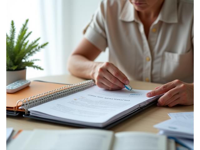 A person organizing a discreet, small emergency kit or information binder, emphasizing preparedness and peace of mind for health situations.
